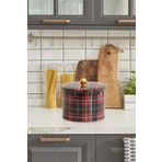 EVLE Ef145-ı3 Plaid(EKOSE) Desenli Yuvarlak Metal Saklama Kabı 17.5 Cm