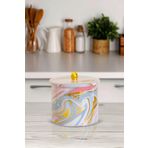 Evle EF146-I0 Liquid Pink Desenli Yuvarlak Metal Saklama Kabı