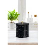 Evle EF147-50 Marble Black Desenli Yuvarlak Metal Saklama Kabı