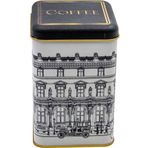 EVLE-Er022-2a City Coffee Desenli Kare Metal Saklama Kabı 11x11 Cm (City Coffee)