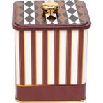 Evle ER023-1F Circus Cream Desenli Kare Metal Saklama Kabı 12X12 cm