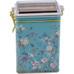 Evle ER043-9F Botanica Blue Desenli Dikdörtgen Metal Saklama Kabı