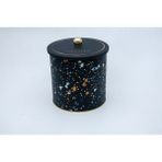 Evle ER147-1H Terrazzo Black Desenli Yuvarlak Metal Saklama Kabı