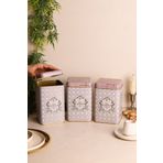 EVLE Erb09u7 Kare Saklama Kabı 105x105x160 3 Lü Set, Rosy