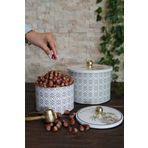 EVLE Forrest Desenli Metal Saklama Kabı Seti - 2'li Set (1,3 LT - 2,9 LT) Erb53u3
