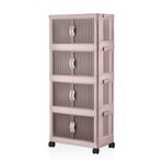 Evle Katlanabilir Modüler Dolap 4 lü 54 cm x 31,7 cm x 127 cm (Şeker Pembe)