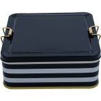 Evle Line Black Çizgi Desenli Metal Kilitli Saklama Kabı 158X158X80 mm 2,4 Lt