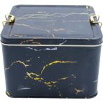 Evle Marble Black Mermer Desenli Metal Kilitli Saklama Kabı 158X158X110 mm 2,7 Lt