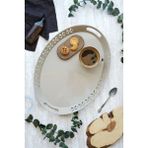 EVLE Metal Oval Servis Tepsisi, Büyük Tepsi, Çay Kahve Tepsisi