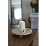 EVLE Naturel Traverten Mermer Sunum Tabağı 19 cm | Şık Mumluk & Dekoratif Stand