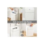 EVLE Otomatik Kapak Açan Sensörlü Lüks Çöp Kovası 12 lt, 23,5 x 17,5 x 31,8 cm