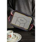 EVLE Retro Desenli Metal Tepsi - Çay Kahve Tepsisi - Sunum Tepsisi 21 Cm X 31 Cm Ee162-u6
