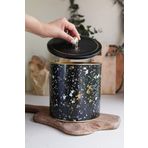 EVLE-Terrazo Desenli Erzak Saklama Kabı - Metal Saklama Kabı 17,5 Cm X 18 Cm (Terrazzo Black)