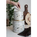 EVLE Terrazzo Desenli Metal Saklama Kabı Seti - 2'li Set (1,7 LT - 3,5 LT), Erb45u4