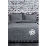 Evlen Home Collection %100 Pamuk Çift Kişilik Pike Takımı Özel Taş Yıkama Yatak Örtüsü Yumuşak Chester Antrasit Koyu Gri