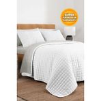 Evlen Home Collection %100 Pamuk Çift Kişilik Yatak Örtüsü Seti Taş Yıkama 3 Parça Elyaf Dolgulu Yumuşak Joy Beyaz - 240 x 250 cm