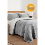 Evlen Home Collection %100 Pamuk Çift Kişilik Yatak Örtüsü Seti Taş Yıkama 3 Parça Elyaf Dolgulu Yumuşak Joy Gri - 240 x 250 cm