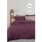 Evlen Home Collection %100 Pamuk Müslin Yatak Örtüsü Tek Kişilik 4 Katlı Battaniye 2 Parça Müslin Pike Seti Mor