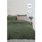 Evlen Home Collection %100 Pamuk Müslin Yatak Örtüsü Tek Kişilik 4 Katlı Battaniye 2 Parça Müslin Pike Seti Yeşil