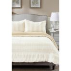 Evlen Home Collection Çift (Taraflı) Kişilik Kürk Yorgan Dolgulu Peluş Yumuşak Wellsoft Yatak Örtüsü 3 Parça Set Aura - 220 x 240 cm - Beyaz