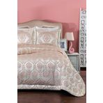 Evlen Home Collection Hilal Dz Jakarlı Yatak Örtüsü Çeyizlik Günlük Abiye Elyaflı Çift Kişilik Lüks 4 Parça Pink/gold