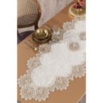 Evlen Home Collection Kadife Dantelli Runner Glen Krem - 60 x 150 cm