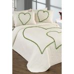 Evlen Home Collection Kalbim Ponponlu Yatak Örtüsü Ç.k Krem-Yeşil - 250 x 240 cm - Krem - Yeşil