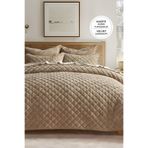 Evlen Home Collection Kapitone Kadife Yatak Örtüsü Seti Çift Kişilik Supersoft 3 Parça Kahve Yumuşak Elyaf Dolgulu Çeyiz
