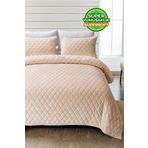 Evlen Home Collection Kapitone Kadife Yatak Örtüsü Seti Çift Kişilik Supersoft 3 Parça Yumuşak Elyaf Dolgulu Çeyizlik Bej