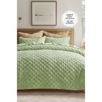 Evlen Home Collection Kapitone Kadife Yatak Örtüsü Seti Tek Kişilik Supersoft 2 Parça Yumuşak Elyaf Dolgulu Çeyizlik - Yeşil - 170 x 230 cm