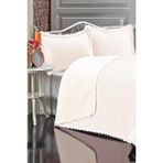 Evlen Home Collection Kapitone Ponpon 3 Parça Yatak Örtüsü Ç.k Krem