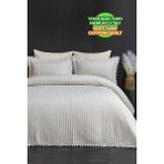 Evlen Home Collection Kapitone Ponpon 3 Parça Yatak Örtüsü Çift Kişilik - Krem - 240 x 250 cm
