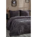 Evlen Home Collection Katre Pamuklu Çift Kişilik (Pike Takımı) Yatak Örtüsü Battal Çeyiz Seti 3 Parça - Antrasit - 240 x 260 cm