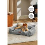 Evlen Home Collection Kürk Peluş Ortopedik Kedi Köpek Evcil Hayvan Yatağı PatiChill Yıkanabilir Luna Lüks Gri