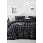 Evlen Home Collection Kürk Tavşan Tüyü Yorgan Tek Kişilik Dolgulu Peluş Yumuşak Wellsoft Çift Taraflı Yatak Örtüsü 2 Parça Set Lory - Antrasit - 170 x 220 cm