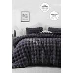 Evlen Home Collection Kürk Yatak Örtüsü Çift Kişilik Dolgulu Peluş Yumuşak Tavşan Tüyü Yorgan 3 Parça Lory Antrasit Füme