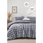 Evlen Home Collection Kürk Yatak Örtüsü Çift Kişilik Dolgulu Peluş Yumuşak Tavşan Tüyü Yorgan 3 Parça Lory Gri