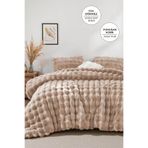 Evlen Home Collection Kürk Yatak Örtüsü Çift Kişilik Dolgulu Peluş Yumuşak Tavşan Tüyü Yorgan 3 Parça Lory Kahve