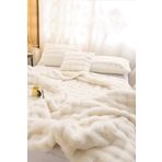 Evlen Home Collection Kürk Yorgan Çift Kişilik Dolgulu Peluş Yumuşak Wellsoft Çift Taraflı Yatak Örtüsü 3 Parça Set Loria Beyaz