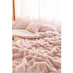 Evlen Home Collection Kürk Yorgan Tek Kişilik Dolgulu Peluş Yumuşak Wellsoft Çift Taraflı Yatak Örtüsü 2 Parça Set Loria Pudra