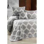 Evlen Home Collection Lamora Jakarlı Yatak Örtüsü Seti (4 Parça) Dolgulu Yumuşak Gri - 260 x 270 cm