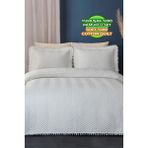 Evlen Home Collection Ollie Pamuk Yatak Örtüsü ( Pike ) Takımı Çift Kişilik Ponponlu Kapitone Çizgili Günlük Krem Kırık Beyaz - 240 x 250 cm