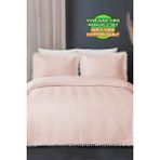 Evlen Home Collection Ollie Pamuk Yatak Örtüsü ( Pike ) Takımı Çift Kişilik Ponponlu Kapitone Çizgili Günlük - Pudra - 240 x 250 cm