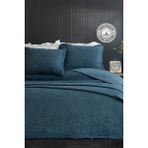 Evlen Home Collection Pamuk Çift Kişilik Özel Taş Yıkama Yatak Örtüsü Lüks Yumuşak Dayanıklı Modern Rabio - Mavi - 240 x 250 cm