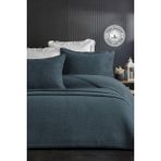 Evlen Home Collection Pamuk Çift Kişilik Özel Taş Yıkama Yatak Örtüsü Lüks Yumuşak Dayanıklı Modern Vitali - Mavi - 240 x 250 cm