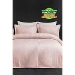 Evlen Home Collection Pamuk Yatak Örtüsü ( Pike ) Takımı Çift Kişilik Kapitone Çizgili Günlük Yıkanabilir Judy - Pudra - 240 x 250 cm