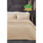 Evlen Home Collection Pamuk Yatak Örtüsü ( Pike ) Takımı Tek Kişilik Judy Yatay Çizgili Kapitone Bej - 180 x 240 cm
