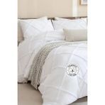 Evlen Home Collection Pamuklu Aimar Yatak Örtüsü Takımı Tek Kişilik Günlük Çift Taraflı Boho 2 Parça Elyaf Dolgulu - Beyaz - 180 x 240 cm
