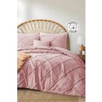 Evlen Home Collection Pamuklu Aimar Yatak Örtüsü Takımı Tek Kişilik Günlük Çift Taraflı Boho 2 Parça Elyaf Dolgulu Pudra