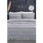 Evlen Home Collection Pamuklu Echos Yatak Örtüsü Takımı Günlük Çift (Taraflı) Kişilik 3 Parça Dolgulu El İşi Gri